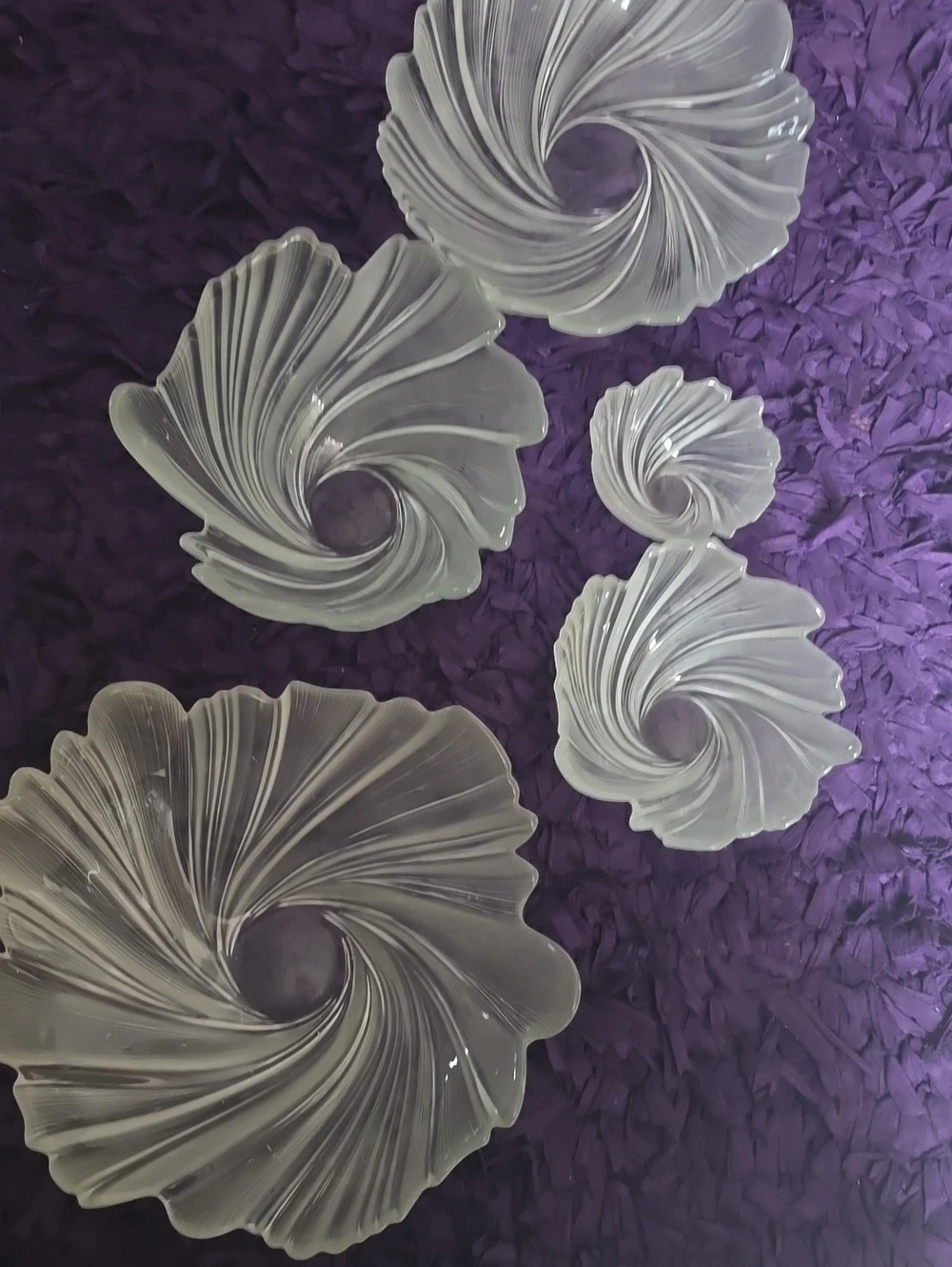 Clear Spiral Serving Bowls & Platter